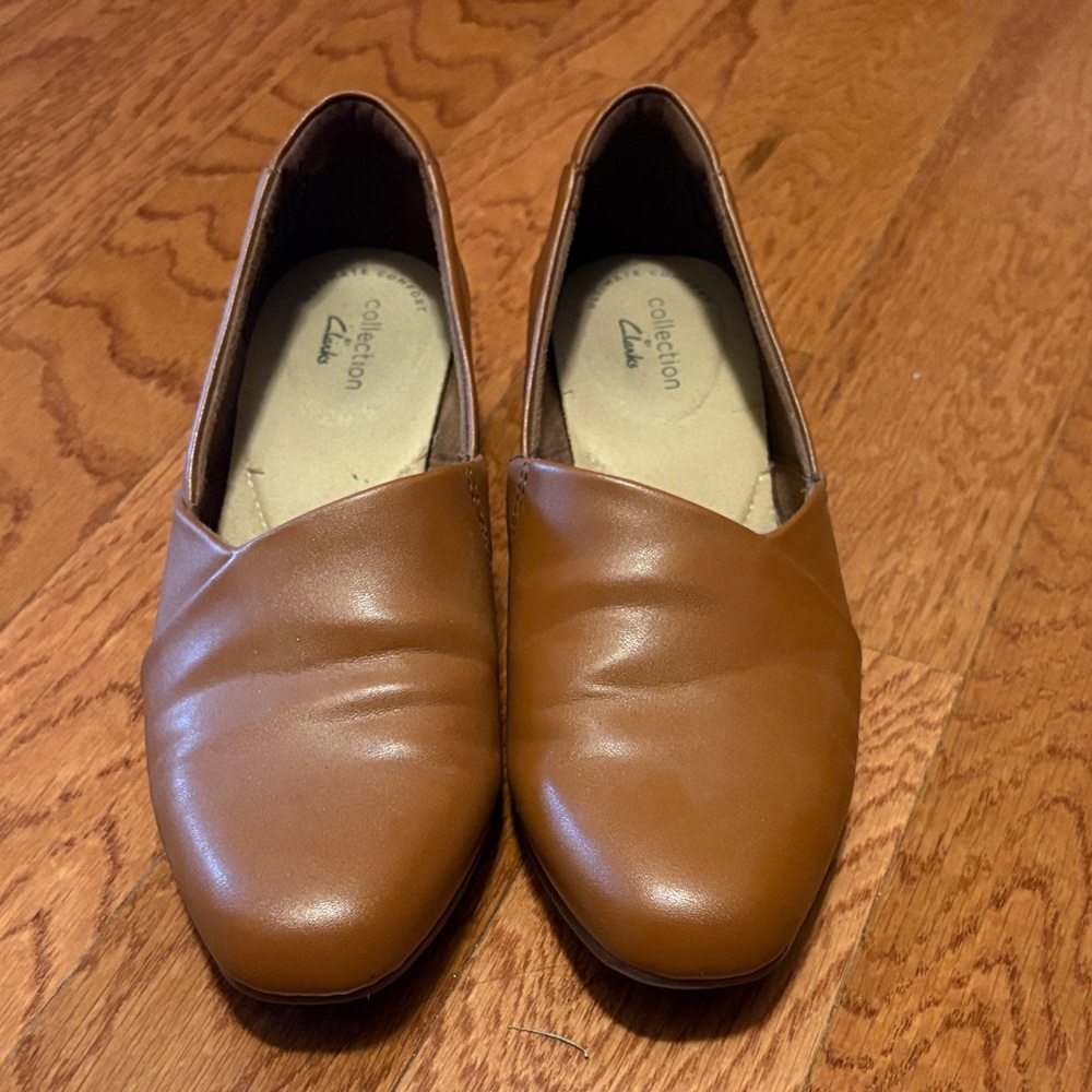 Clarks Tan Leather Slip-On Shoes